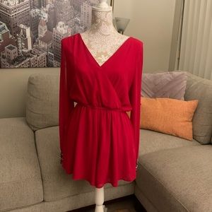 Red cocktail party jumper with embellished cuffs-Size L